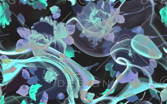 大花 流水 笔触印花华亿平台图片