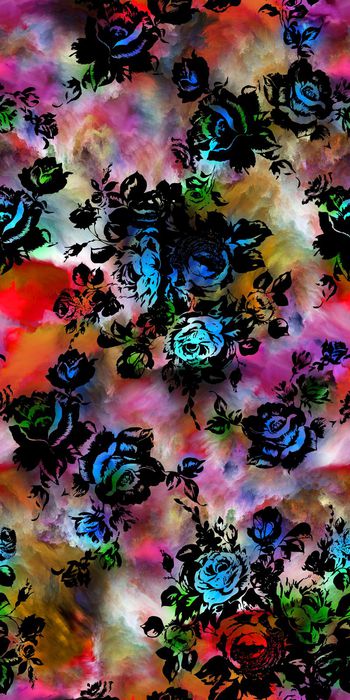 397195-写意水墨彩色云纹玫瑰花秋冬打底裤羽