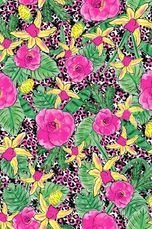 动物纹加鲜花印花华亿平台图片