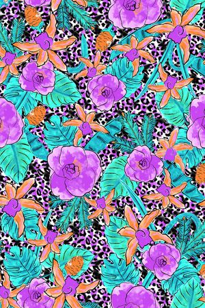 动物纹加鲜花印花华亿平台图片