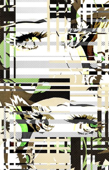 397559-欧美涂鸦波普漫画美女眼睛条纹网点女