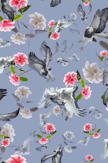 397950-随风而逝大红鹰花卉