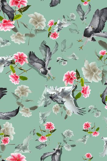 397952-随风而逝大红鹰花卉