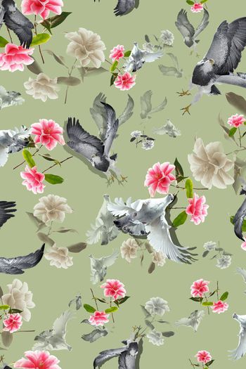 397953-随风而逝大红鹰花卉