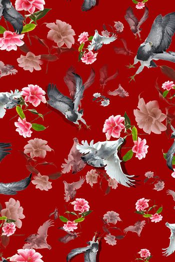 397954-随风而逝大红鹰花卉