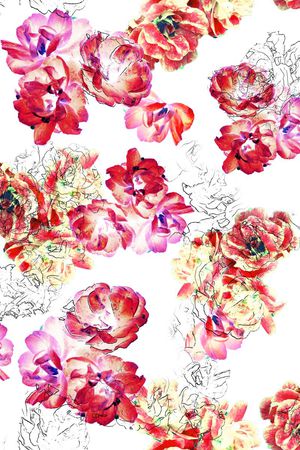 水彩花印花华亿平台图片