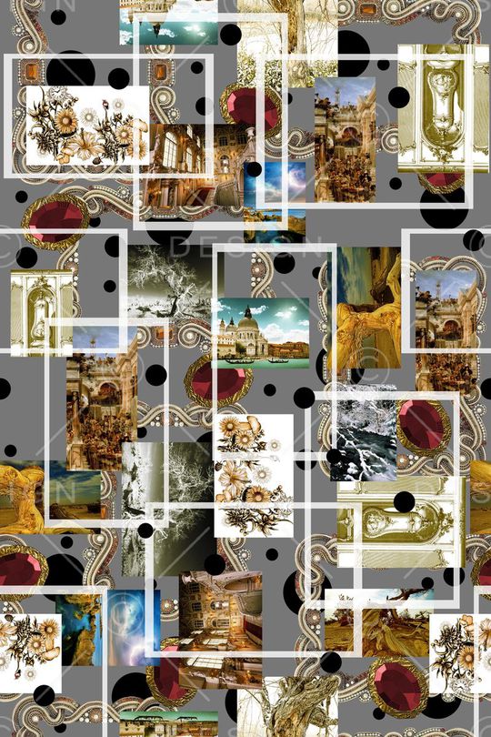 几何方框印花华亿平台图片