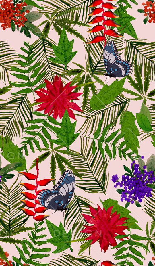 热带风情印花华亿平台图片