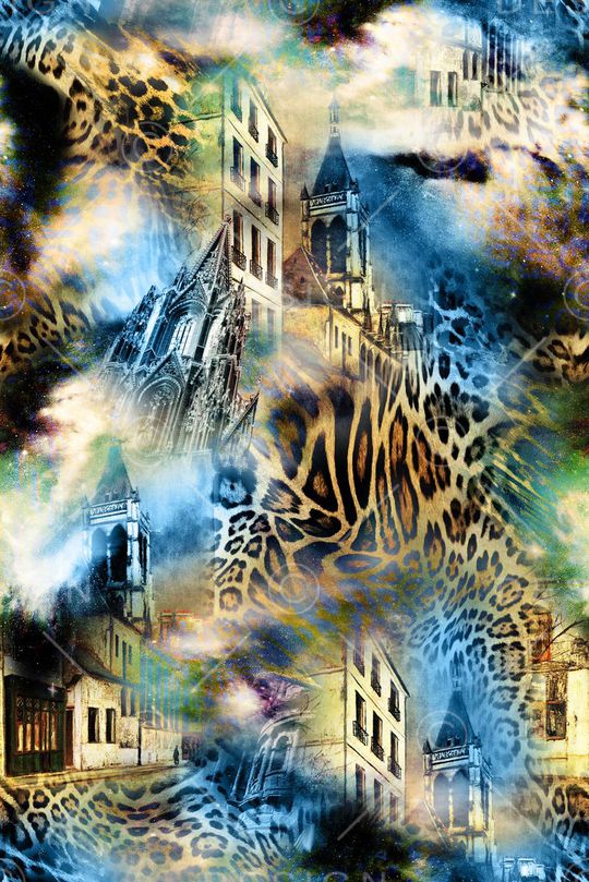 数码风景豹纹女装印花华亿平台图片