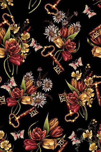 398483-复古蝴蝶钥匙花贲