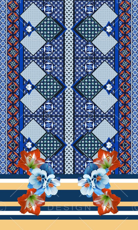 几何图案印花华亿平台图片