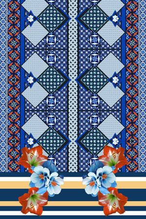 几何图案印花华亿平台图片