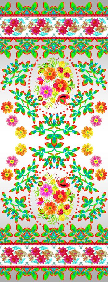 398681-俄罗斯手绘纹饰花卉双边定位