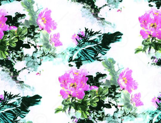 水墨印花华亿平台图片