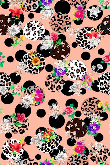 398823-时尚圆点豹纹复古小花卉组合田园女装