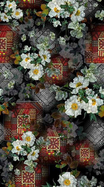 398875-民族图腾 油画花卉 服装