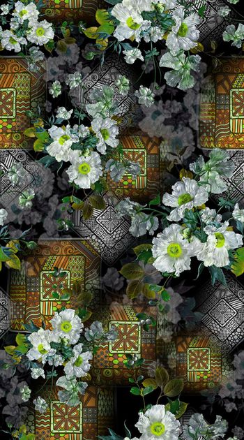 398877-民族图腾 油画花卉 服装