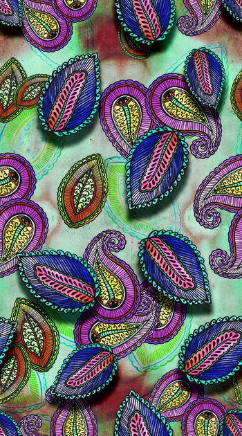 399363-数码水彩机理手绘佩斯利 服装