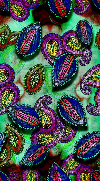 399364-数码水彩机理手绘佩斯利 服装