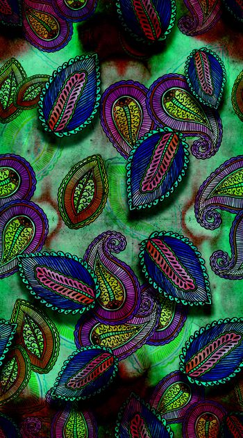 399366-数码水彩机理手绘佩斯利 服装