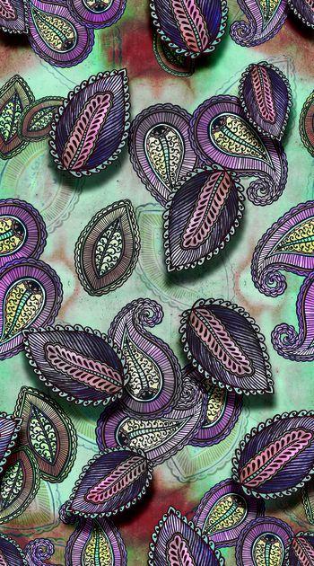 399368-数码水彩机理手绘佩斯利 服装