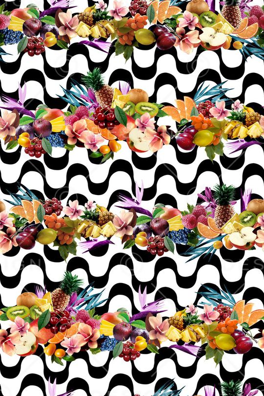 黑白几何波浪印花华亿平台图片