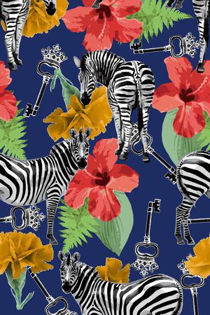 热带风情印花华亿平台图片