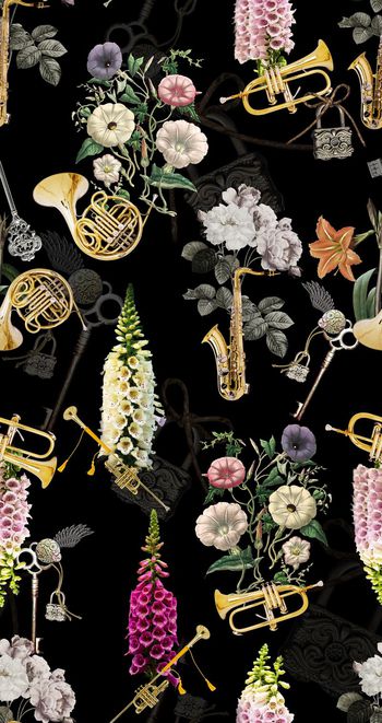 399861-乐器元素加花卉