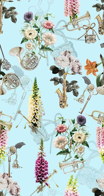 399864-乐器元素加花卉