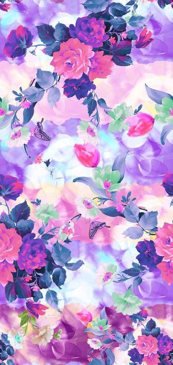 399927-清爽水泡抽象水彩花卉春夏