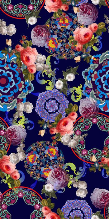 399931-欧式花边 圆形图腾 花卉 服装