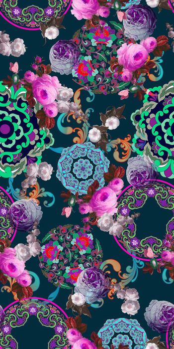 399932-欧式花边 圆形图腾 花卉 服装