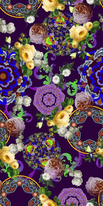 399933-欧式花边 圆形图腾 花卉 服装