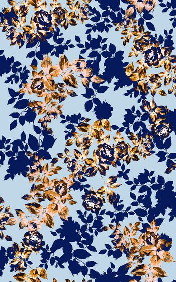 400012-满版蔷薇叶子剪影设计