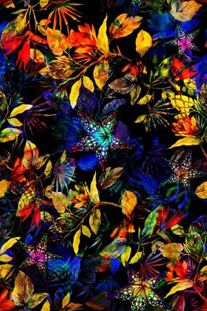 多彩树叶印花华亿平台图片