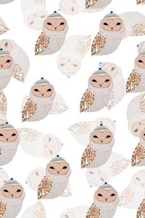 可爱层次感手绘猫头鹰印花华亿平台图片