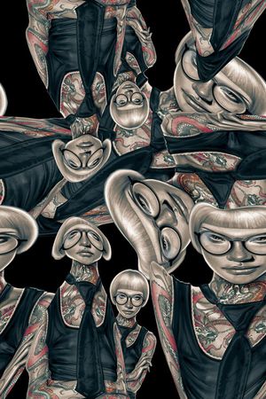 抽象纹身艺术油画风格美女印花华亿平台图片