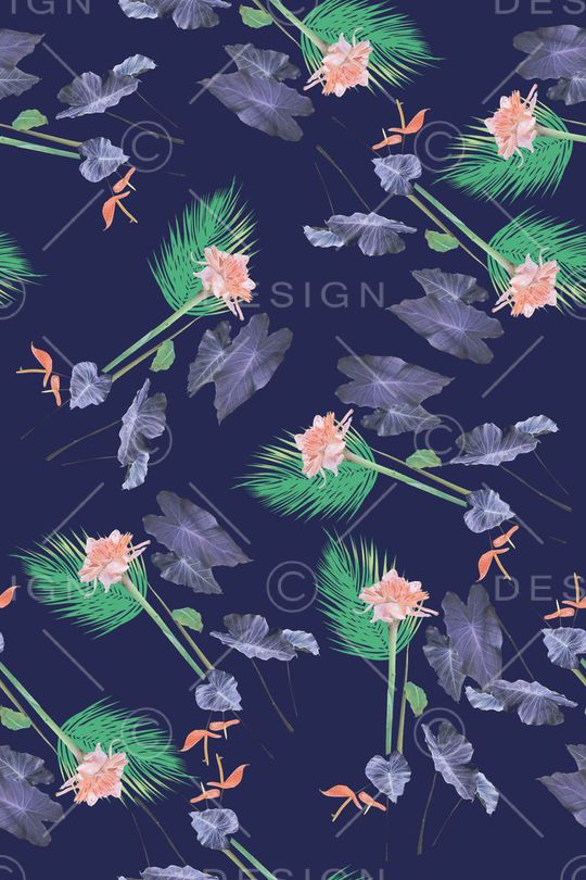 复古少淑女风热带风情热带花卉印花华亿平台图片