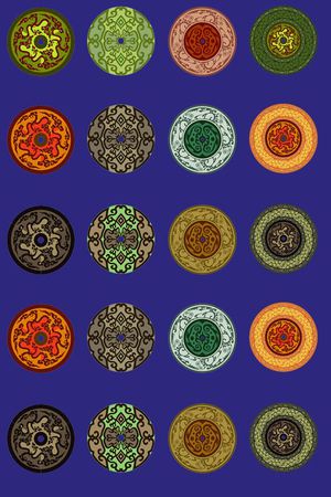 蓝底老人复古中国封圆盘华亿平台印花华亿平台图片