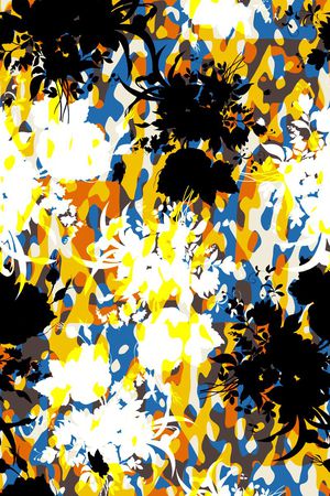 花卉剪影印花华亿平台图片