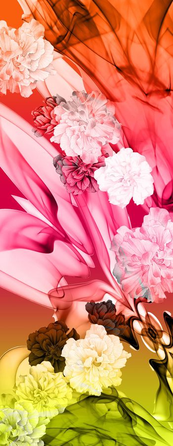 400425-春风如丝写意梦幻彩虹手绘芙蓉花长巾