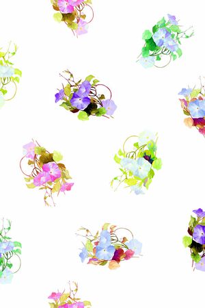 彩色牵牛花印花华亿平台图片