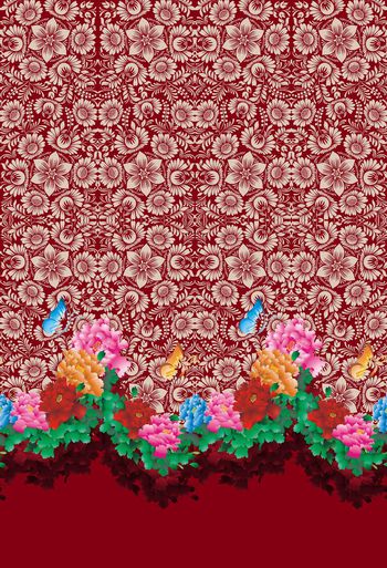 400771-中国风古典牡丹花复古花纹中老年女装