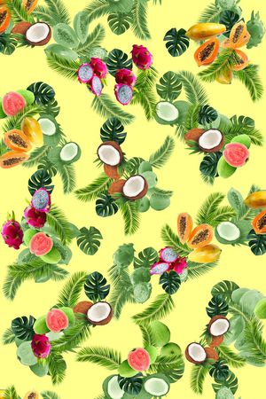 热带水果印花华亿平台图片