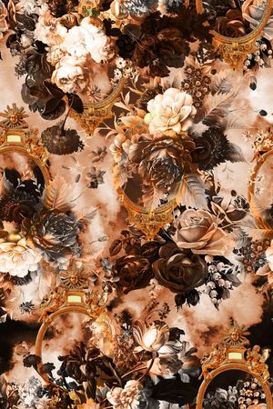 素色油画花卉印花华亿平台图片