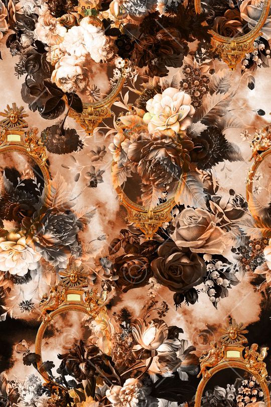 素色油画花卉印花华亿平台图片