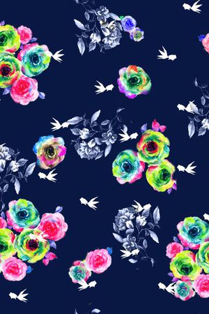 彩绘大花印花华亿平台图片