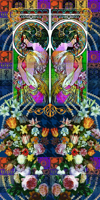 401141-欧式插画 高级定位油画花卉 民族图