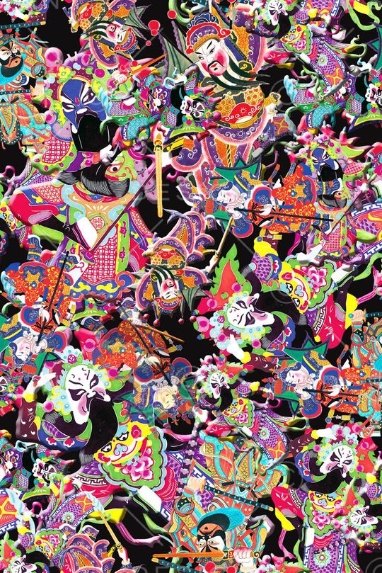 戏曲人物印花华亿平台图片