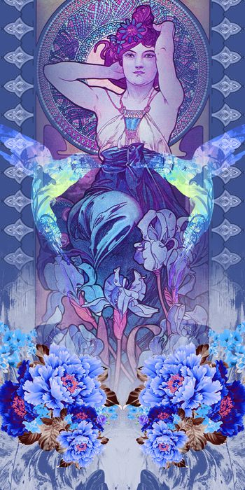 401183-欧式插画国画牡丹 民族花边 机理 